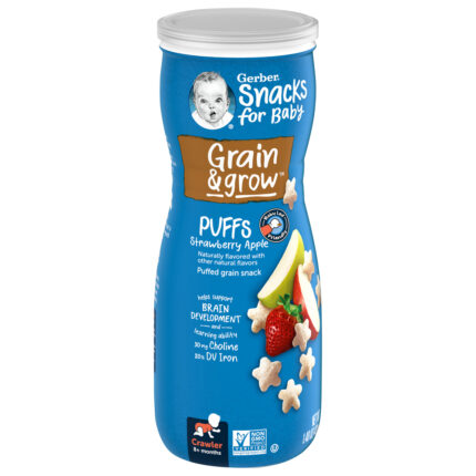 Gerber, Snacks For Baby Grain And Grow Strawberry Apple Puffs, Case Of 6, 1.48 Oz