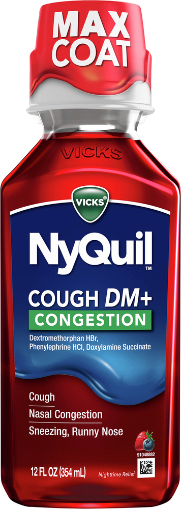 Vicks, Nyquil Cough Dm + Congestion, 1 Each, 12 Fl Oz