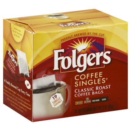 Folgers, Classic Roast Coffee Singles, Case Of 12, 3 Oz