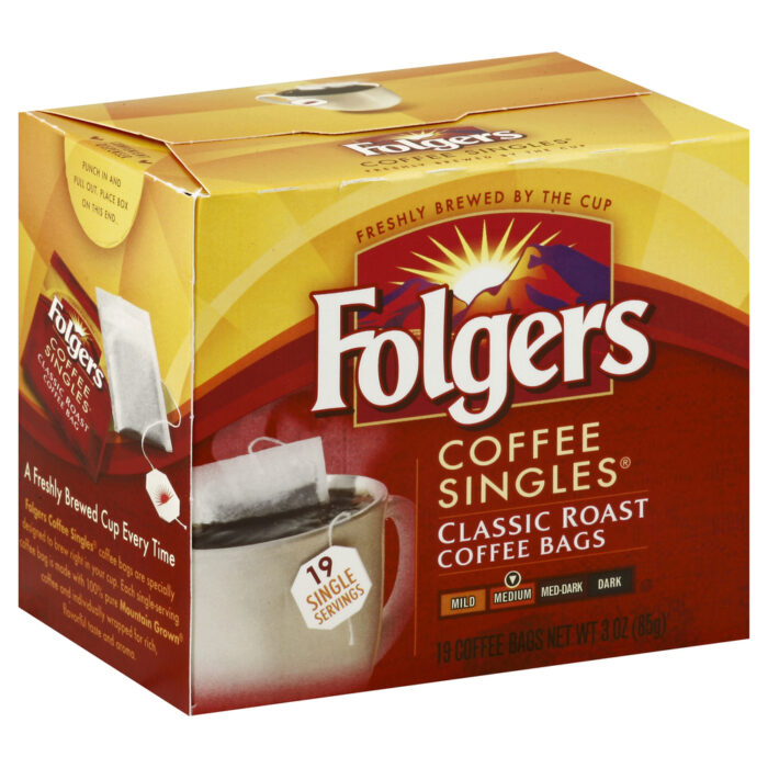 Folgers, Classic Roast Coffee Singles, Case Of 12, 3 Oz - Image 1