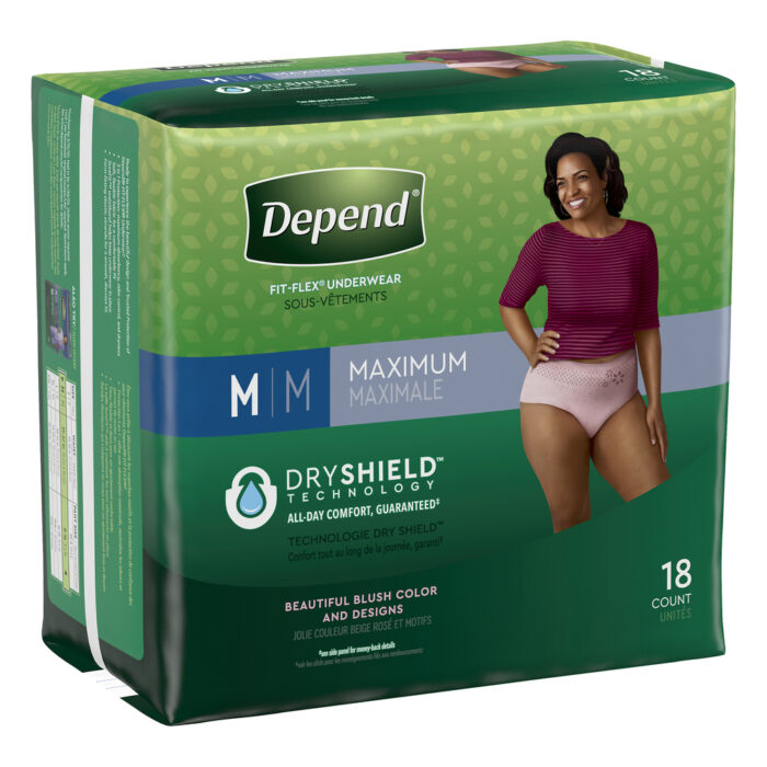 Depend, Fit Flex Adult Incontinence Underwear For Women Maximum Absorbency Medium Light Pink, Case Of 2, 18 Ct - Image 1