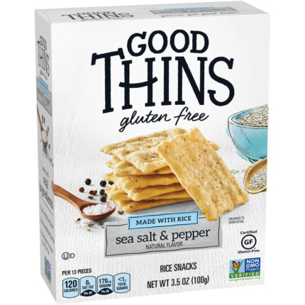 Good Thins, Rice Snacks Gluten Free Sea Salt & Pepper, Case Of 12, 3.5 Oz