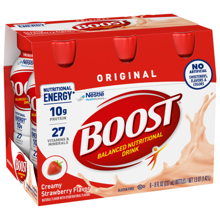 Boost, Fixed: Original Balanced Nutritional Drink Creamy Strawberry Flavor 6/8 Fl Oz, Case Of 48 Fl Oz - Image 1