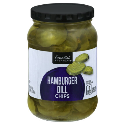 Essential Everyday, Hamburger Dill Pickle Chips, Case Of 12, 16 Fl Oz