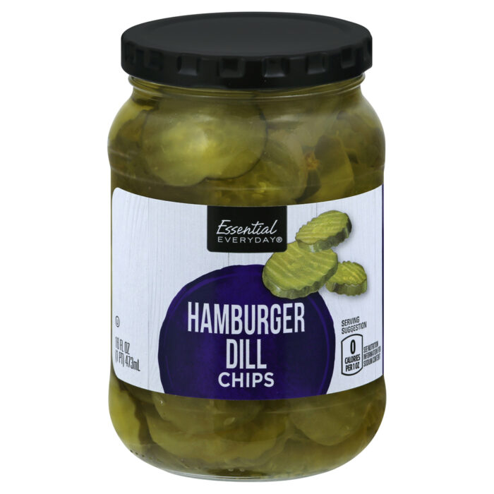 Essential Everyday, Hamburger Dill Pickle Chips, Case Of 12, 16 Fl Oz - Image 1