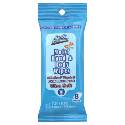 Handy Solutions, Moist Hand And Body Wipes Fresh Scent, Case Of 12, 8 Ct
