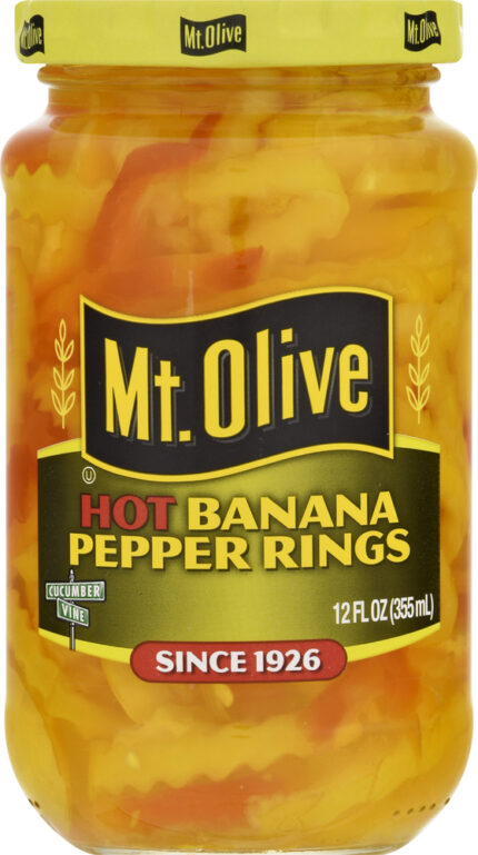 Mt Olive, Hot Banana Pepper Rings Jar, Case Of 12, 12 Fl Oz