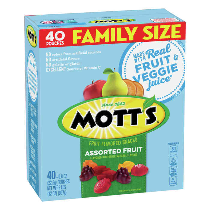 Mott'S, Family Size Assorted Fruit Flavored Snacks .8 Oz/40Ct, Case Of 4, 32 Oz - Image 1