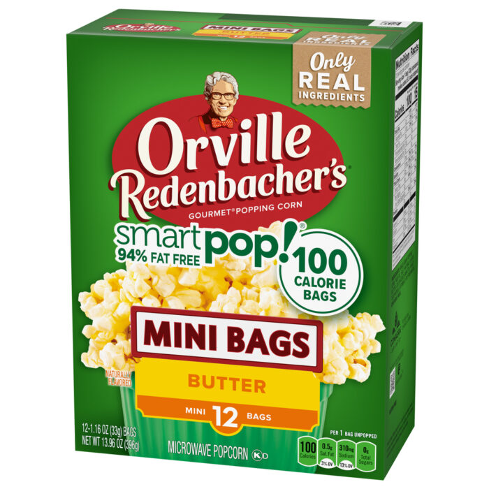 Orville Redenbacher'S, Smart Pop! 94% Fat Free Gourmet Butter Popping Corn 12 Mini Bags, Case Of 6, 13.96 Oz - Image 1