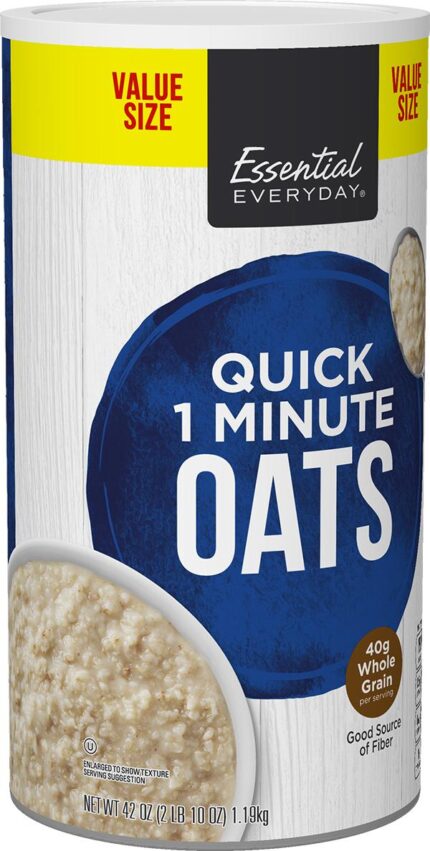 Essential Everyday, Quick Oats 1 Minute Value Size, Case Of 12, 42 Oz