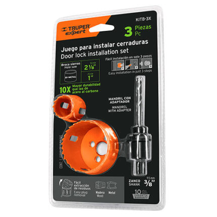 Bimetal Door Lock Instl Kit, 3Pc,Expert