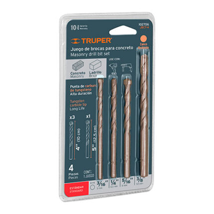 Masonry Drill Bit Set 4 Pieces