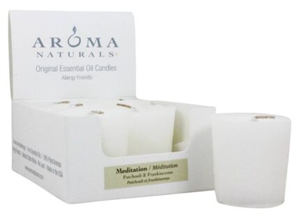 Aroma, Meditation Naturally Blended Votive Eco Candle Patchouli And Frankincense, Case Of 6, 1 Ct