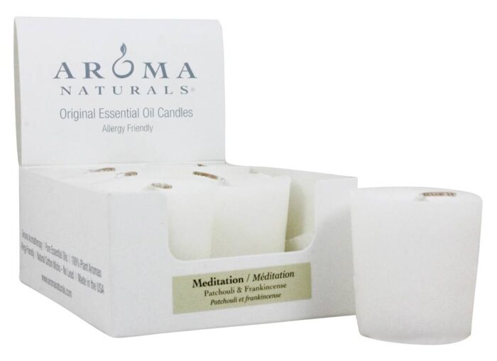 Aroma, Meditation Naturally Blended Votive Eco Candle Patchouli And Frankincense, Case Of 6, 1 Ct - Image 1