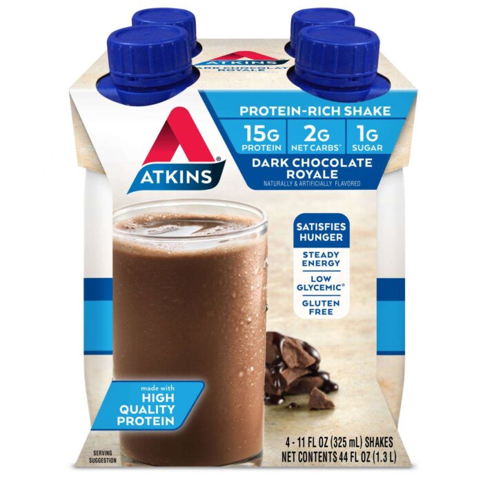 Atkins, Protein Rich Shake Dark Chocolate Royale 4/11 Fl Oz, Case Of 3, 44 Fl Oz - Image 1