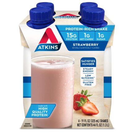 Atkins, Protein Rich Shake Strawberry 4/11 Fl Oz, Case Of 3, 44 Fl Oz