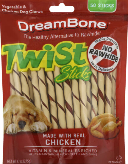 Dreambone, Twist Sticks, With Real Chicken, Dog Chews, Case Of 3, 50 Ct
