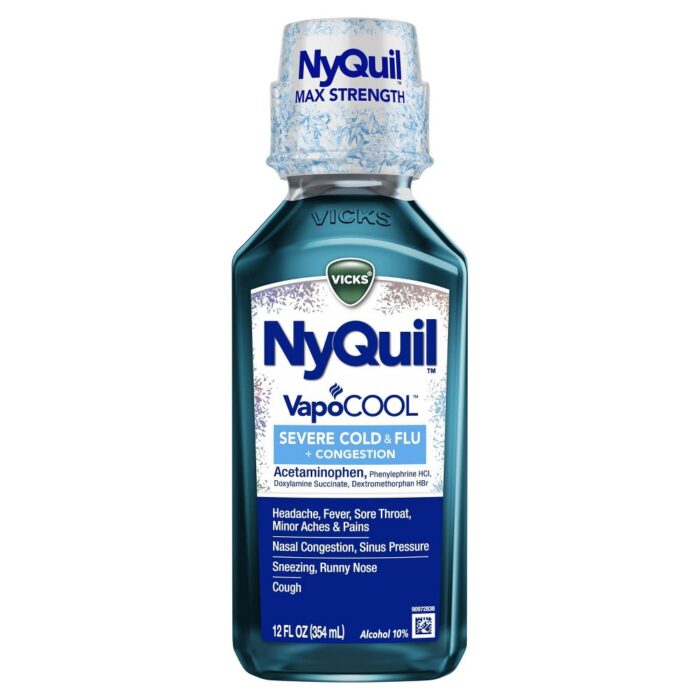Nyquil, Vapocool Severe Cold & Flu + Congestion Medicine Max Strength, 1 Each, 12 Fl Oz - Image 1