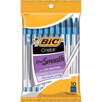 Bic, Cristal Xtra Smooth Stic Ballpoint Pen 1.0 Mm Blue, Case Of 6, 10 Ct