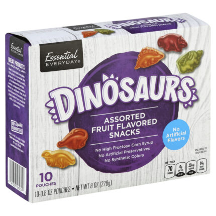 Essential Everyday, Dinosaurs Assorted Fruit Flavored Snacks, Case Of 10, 8 Oz