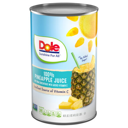 Dole, Pineapple 100% Juice, Case Of 12, 46 Fl Oz