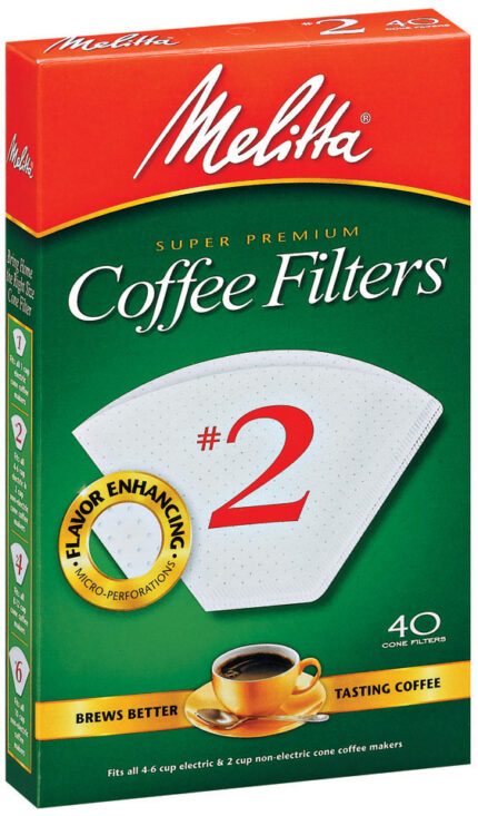 Melitta, White Cone Coffee Filters #2, Case Of 24, 40 Ct