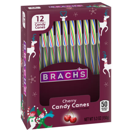 Brach'S, Cherry Candy Canes, Case Of 24, 5.3 Oz