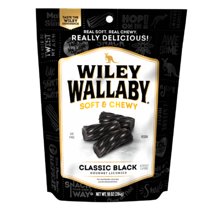 Wiley Wallaby, Australian Style Gourmet Black Licorice, Case Of 10, 10 Oz