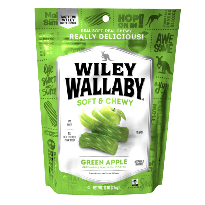Wiley Wallaby, Australian Style Gourmet Green Apple Licorice, Case Of 10, 10 Oz - Image 1