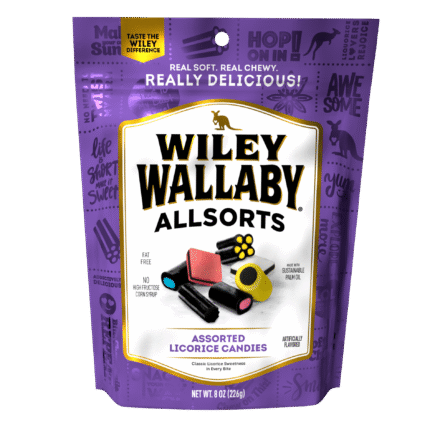Wiley Wallaby, Assorted Licorice Flavors Candy, Case Of 10, 8 Oz