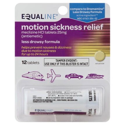 Equaline, Motion Sickness Relief Less Drowsy Formula, Case Of 12, 12 Ct