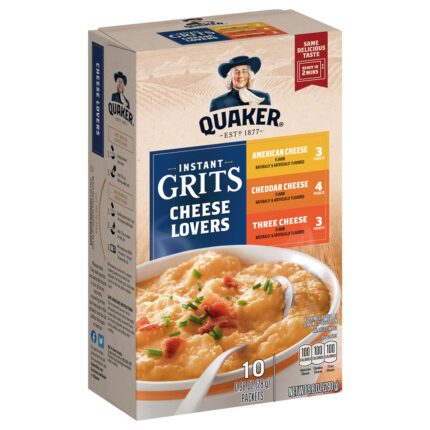 Quaker, Instant Grits Cheese Lovers Variety Pack, Case Of 12, 9.8 Oz