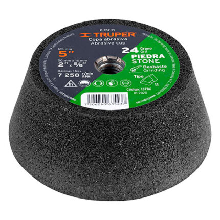 *** 5",24 Grit, Cup Grinding Wheel For Stone                         Special Order Item (Extended Lead Time 35-50 Days)