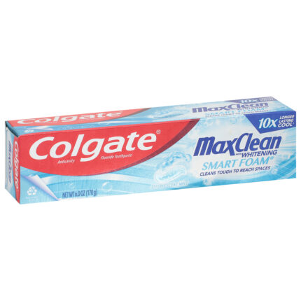 Colgate, Maxclean Toothpaste With Whitening Smart Foam Mint, Case Of 6, 6.0 Oz