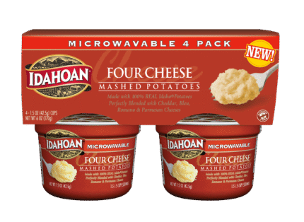 Idahoan, Gluten Free Four Cheese Mashed Potato Cups 4Ct, Case Of 6, 6 Oz