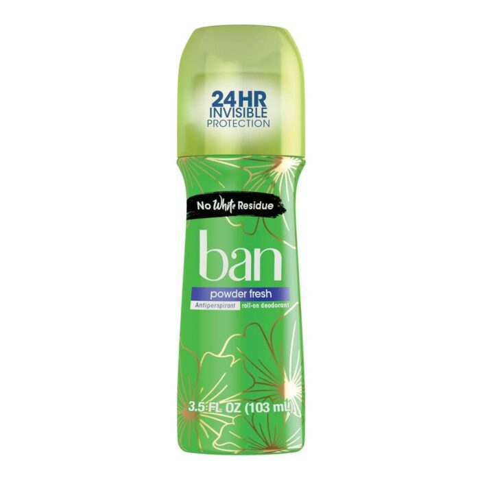 Ban, Roll On Deodorant For Women And Men, Powder Fresh, Case Of 4, 3.5 Fl Oz - Image 1