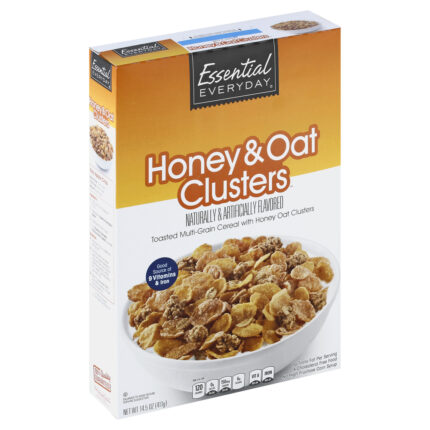 Essential Everyday, Toasted Multi Grain Cereal With Honey Oat Clusters, Case Of 12, 14.5 Oz