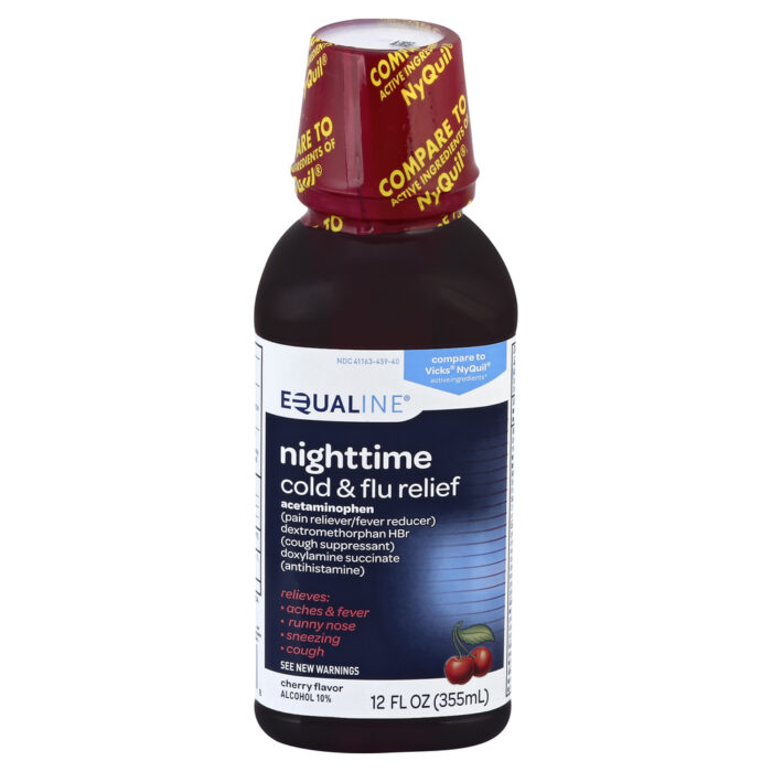 Equaline, Cold & Flu Relief Nighttime Cherry Flavor, 1 Each, 12 Fl Oz - Image 1