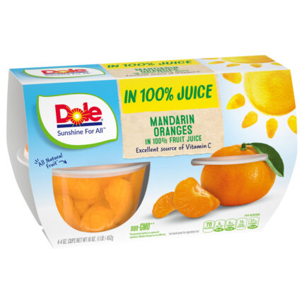 Dole, Fruit Bowls: Mandarin Oranges In 100% Fruit Juice 4 Cups, Case Of 6, 16 Oz