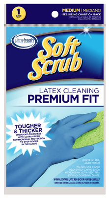 Soft Scrub, Premium Fit Latex Cleaning Gloves Medium, Case Of 6, 1 Ct