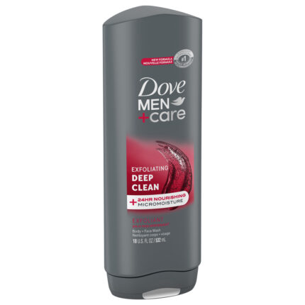 Dove, Men+Care Exfoliating Deep Clean Body & Face Wash, Case Of 4, 18 Fl Oz