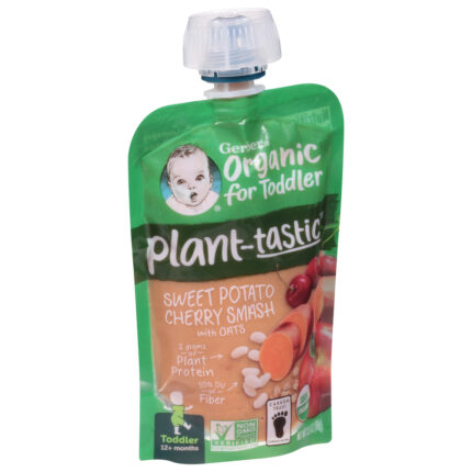 Gerber, Organic For Toddler Plant-Tastic Sweet Potato Cherry Smash With Oats, Case Of 12, 3.5 Oz