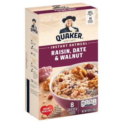 Quaker, Raisin Date And Walnut Instant Oatmeal Packet, Case Of 12, 10.4 Oz