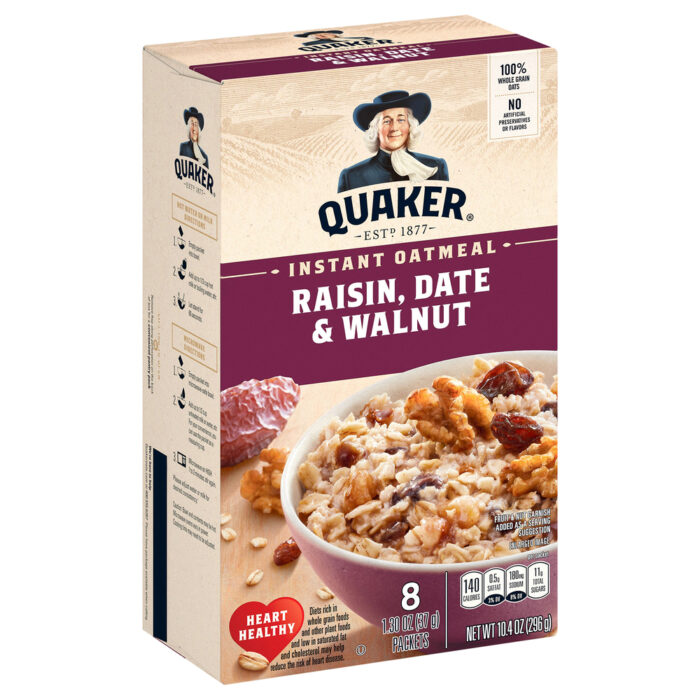 Quaker, Raisin Date And Walnut Instant Oatmeal Packet, Case Of 12, 10.4 Oz - Image 1