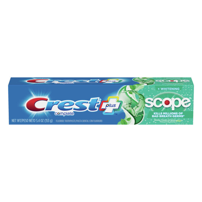 Crest, Plus Fluoride + Whitening Minty Fresh Striped Toothpaste, Case Of 12, 5.4 Oz - Image 1