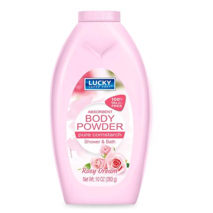 Lucky, Body Powder. All Day Moisture And Odor Protection. Rosy Dream Fragrance. Cornstarch Based. Talc Free., Case Of 12, 1 Oz