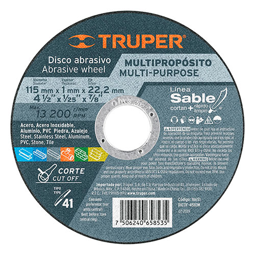 18651.jpg 4-1/2" Type 41Multipurpose Cutting Wheel - Image 1