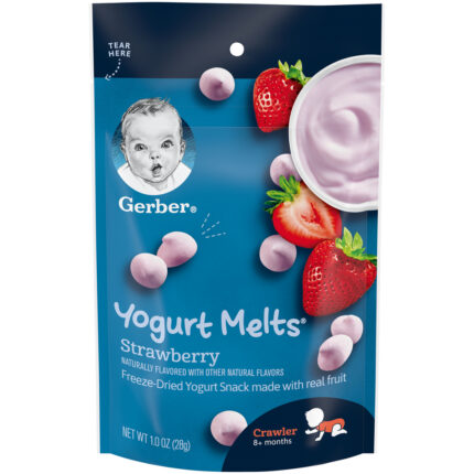 Gerber, Snacks For Baby Crawler 8+ Months Yogurt Melts Strawberry, Case Of 7, 1 Oz