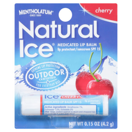 Natural Ice, Lip Balm Medicated Cherry Spf15, Case Of 12, .15 Oz