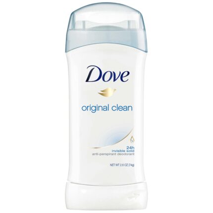 Dove, Original Clean 24H Invisible Solid Antiperspirant Deodorant / Stick, Case Of 6, 2.6 Oz